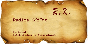 Radics Kürt névjegykártya